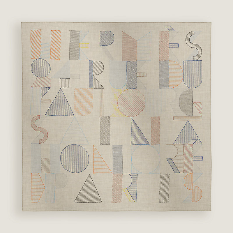 Jeu d'Adresse embroidered scarf 100 - Beige | Hermès Mainland China